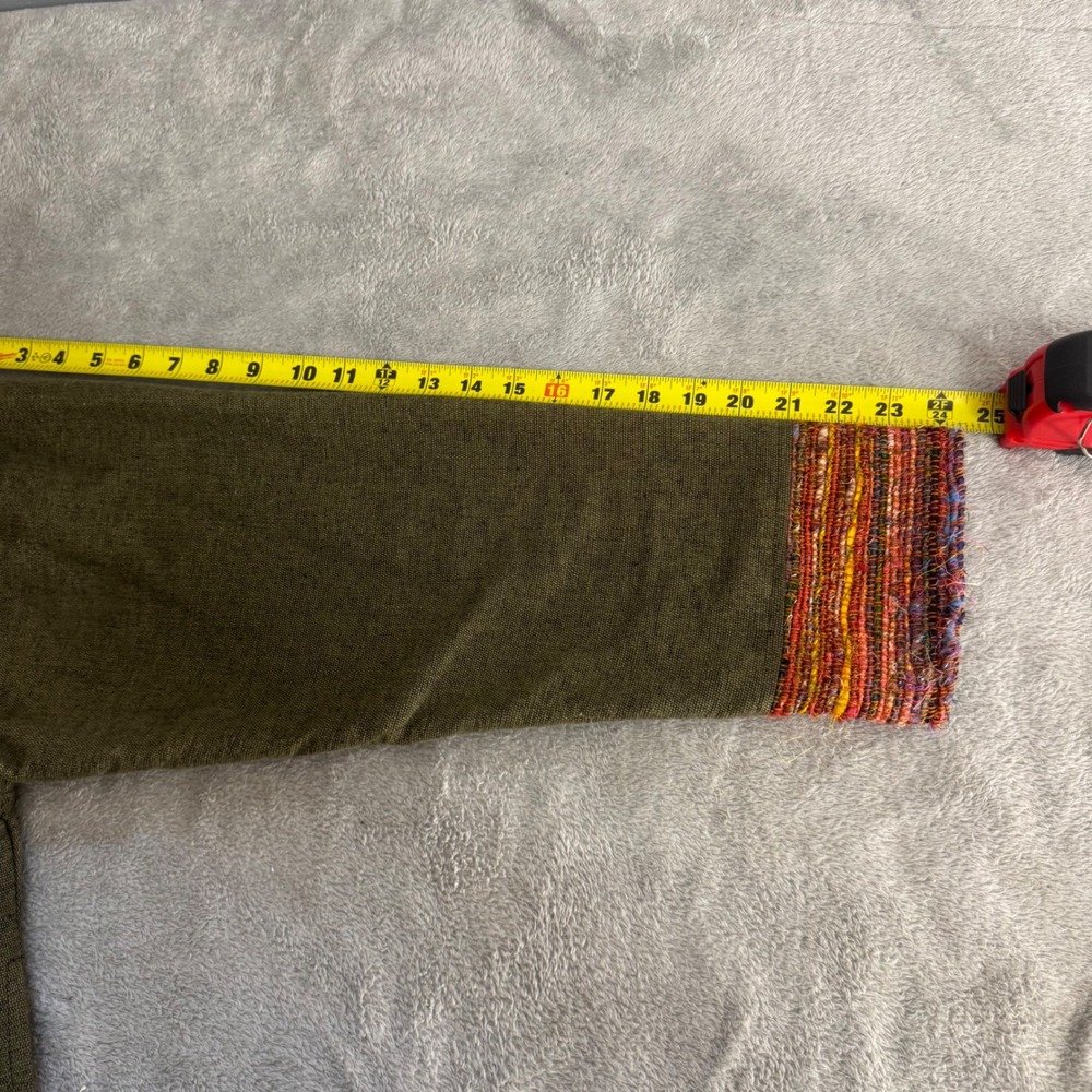 Ganesh Himal Jacket Womens XL Green Multi Woven Cotton Handmade Nepal Toggle‎ - Picture 16 of 16